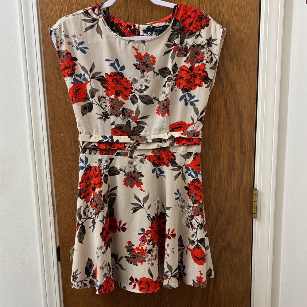 Forever 21 Red and Black Floral Mini Dress